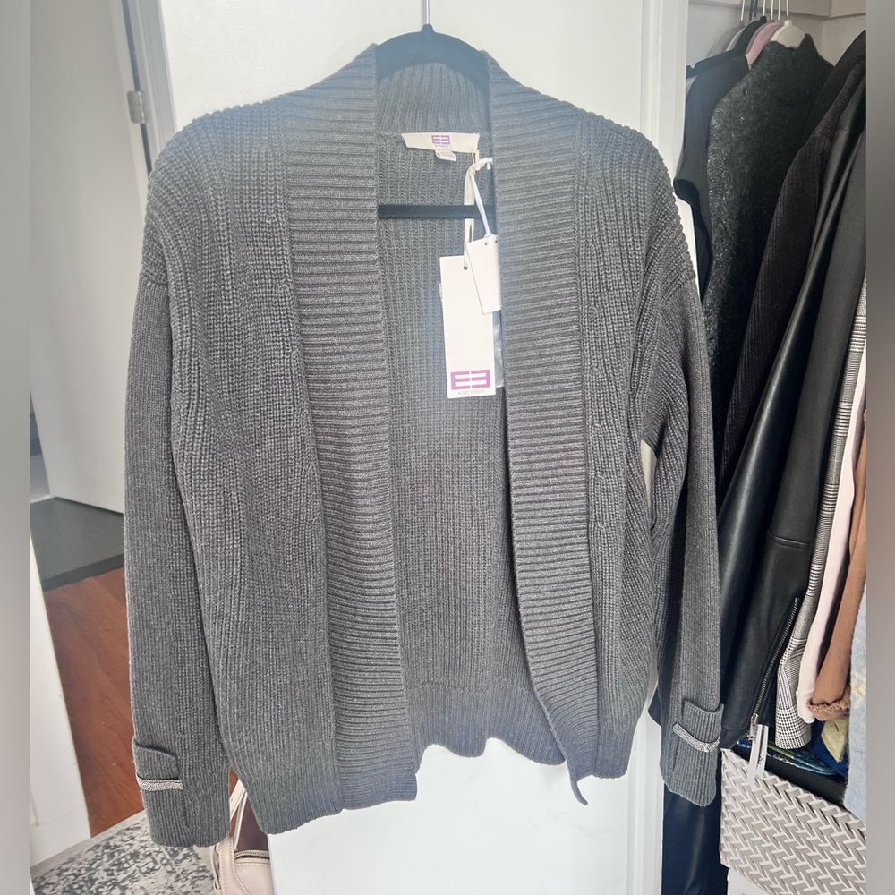 Etcetera Charcoal Ribbed Cardigan
